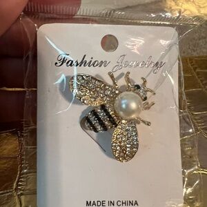 Gold and Silver Floral Brooch with Crystal Details